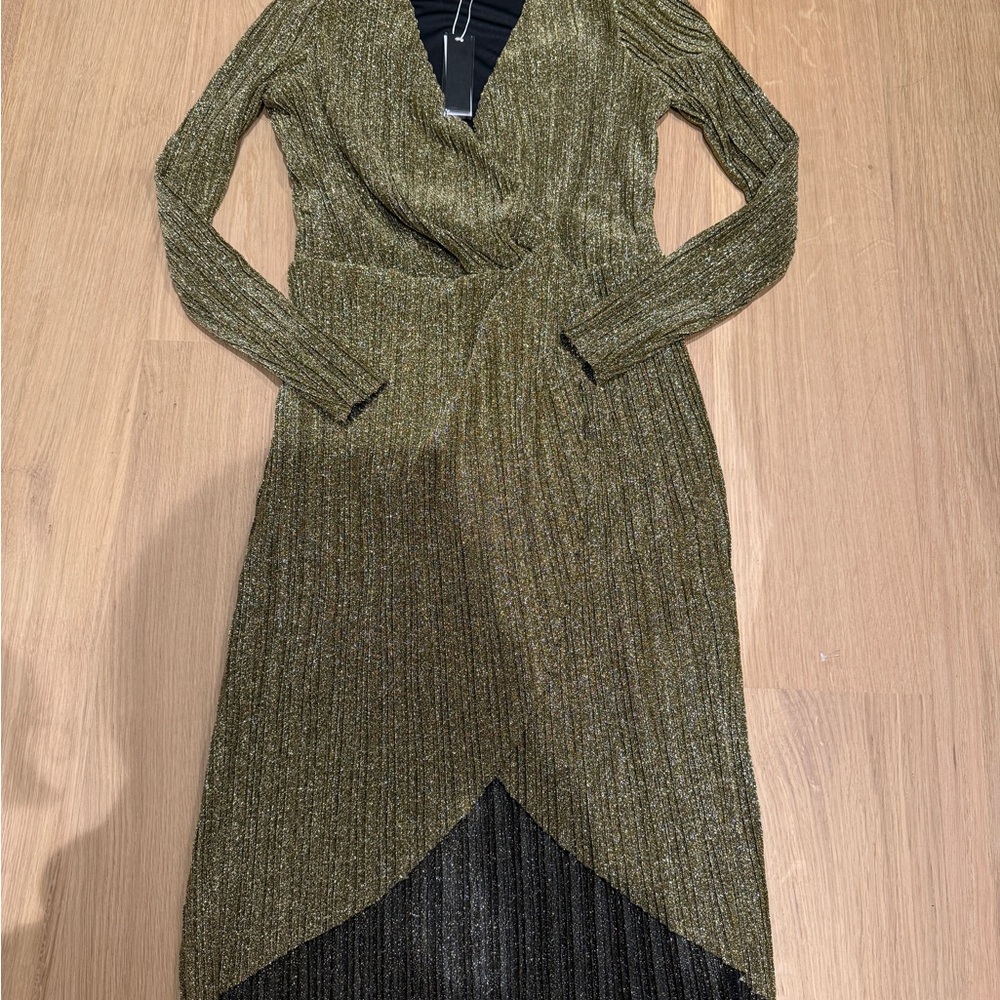 Elegant Olive Green Wrap Dress